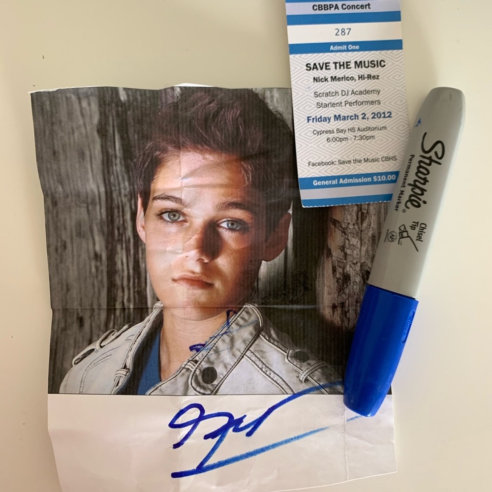 Autographed Nick Merico picture with sharpie used